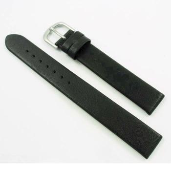 Sort urrem i kalve skind i ulige løb uden syninger fra 14 mm, 200 mm lang og med 3 typer spænder